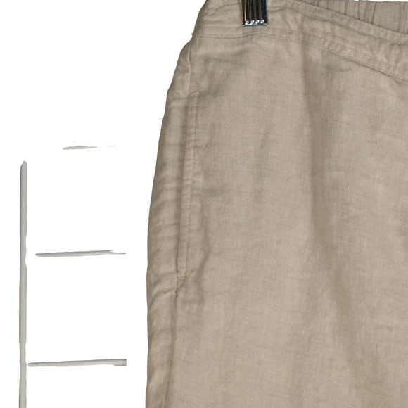 Kim by Kim Rogers Oatmeal Capri Pants Womens Size 12 100% Linen Pockets - Picture 5 of 10